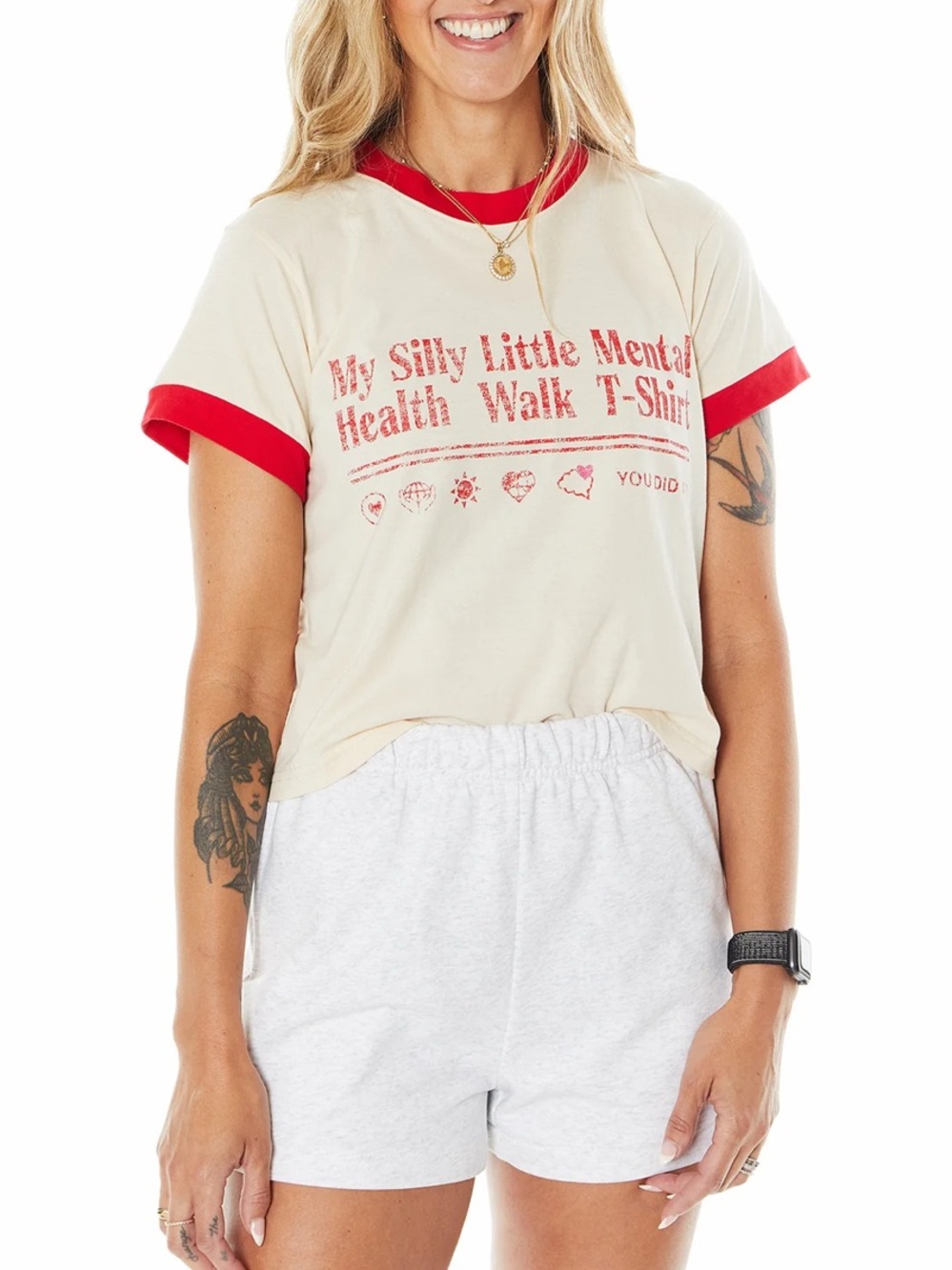 The Mayfair Group Mental Health Walk Tee Preppy Classic Basic Ringer Womens S/M